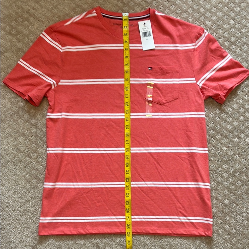 Tommy Hilfiger Men's Orange-Red Striped Shirt - Picture 5 of 7